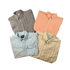 MIXED LOT OF 4 Men's L Brooks Brothers/LL Bean/Woolrich SS Button Downs SEE DESC